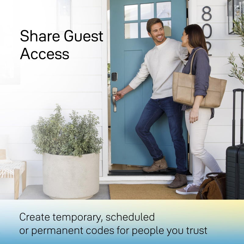 Yale Security Yale Assure Lock 2 Plus Apple Home Keys (اضغط للفتح) قفل باب ذكي بدون مفتاح من الجلد السويدي الأسود مع لوحة مفاتيح متصلة بالواي فاي لإدخال الرمز والوصول عن بعد YRD450-N-WF1-BSP - Image 2